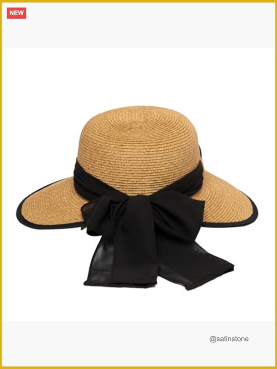 Women\'s Sun Hat with Scarf Tie Back - Paper Straw & Polyester